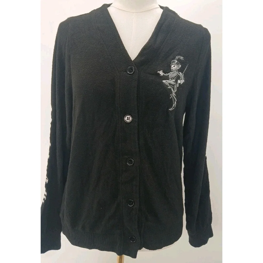 My Chemical Romance Dancing/ Band Skeleton Black Button Up Cardigan Medium Y2K